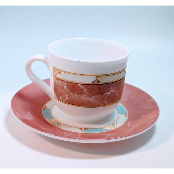 Vintage Arcopal France Demitasse Teacup and Saucer Espresso Pink - Picture 1 of 6